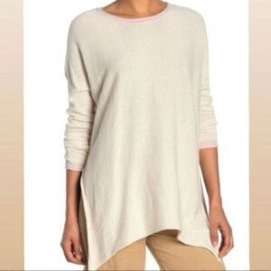 Cloth by Design Nordstrom Oversized Knit Sweater Cream with Pink Trim Small NWT